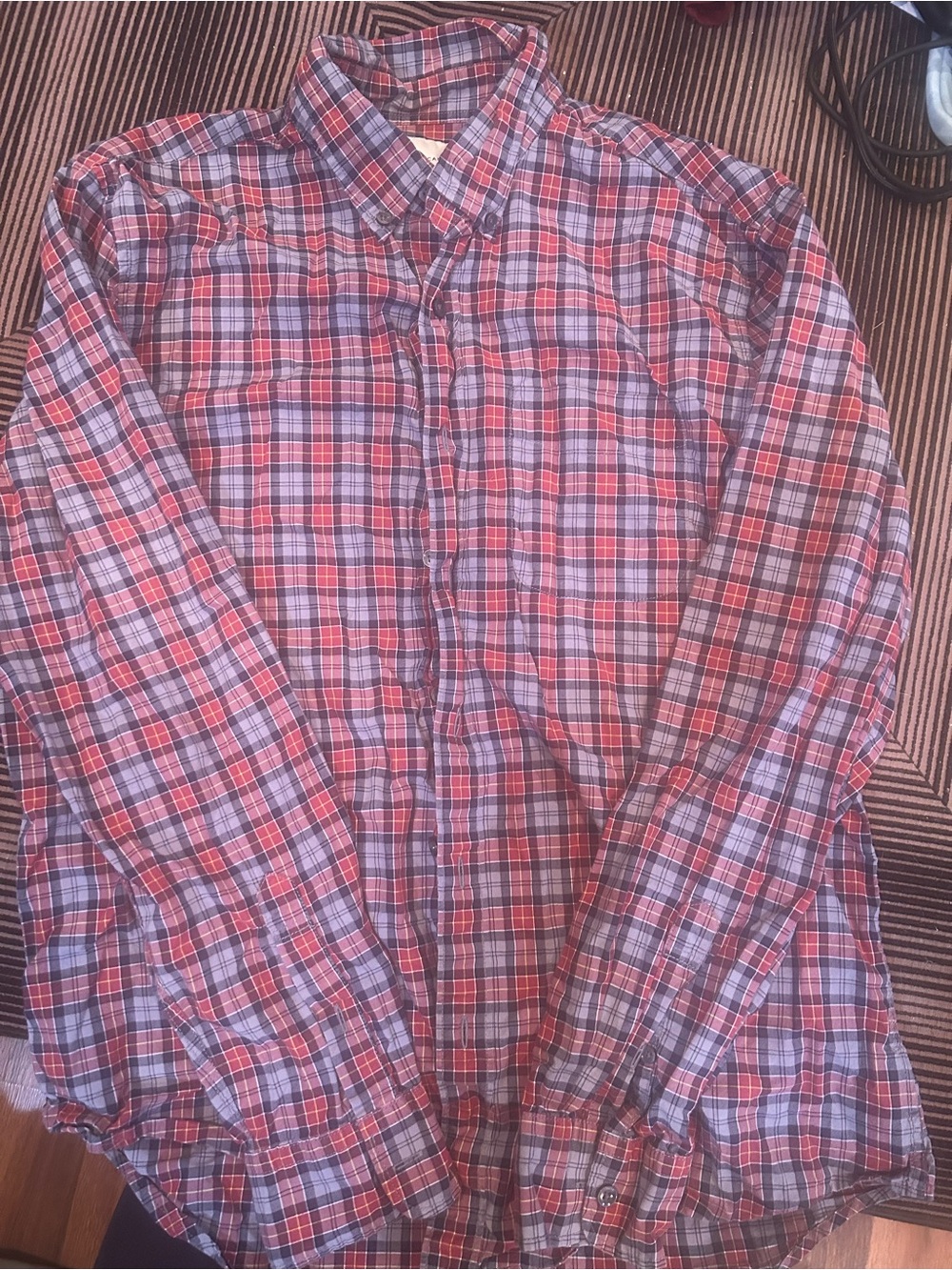 American Eagle Outfitters Red
 Plaid Button-Down Shirt